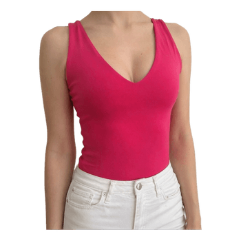 Pinkki crop top V-pääntiellä koko S