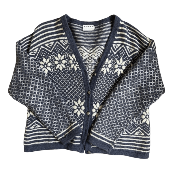 Blue patterned knit cardigan