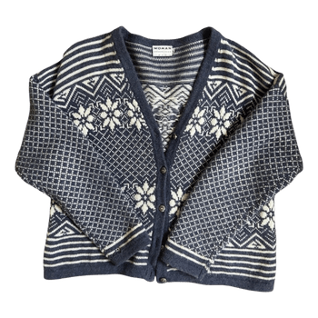 Blue patterned knit cardigan