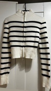 Bershka striped zip-up sweater
