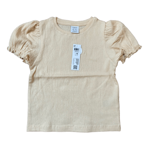 Yellow textured puff-sleeve top