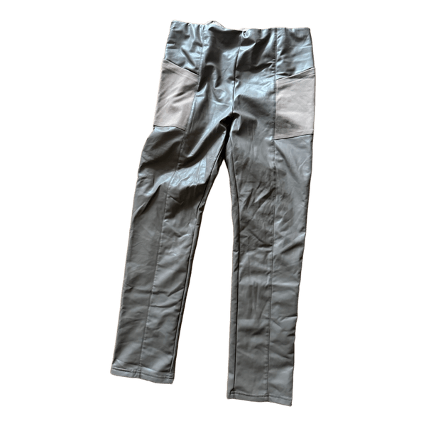 Grey faux leather trousers