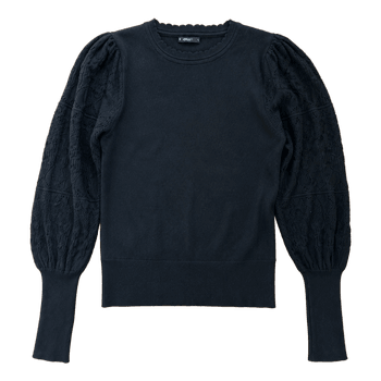 Black sweater with textured sleeves