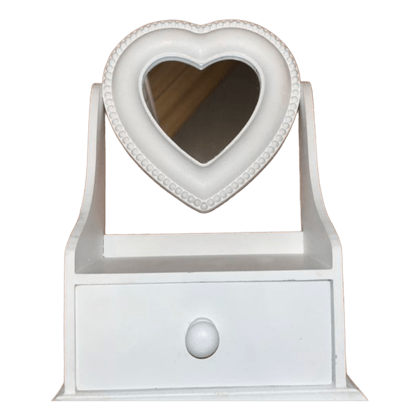 White heart vanity mirror