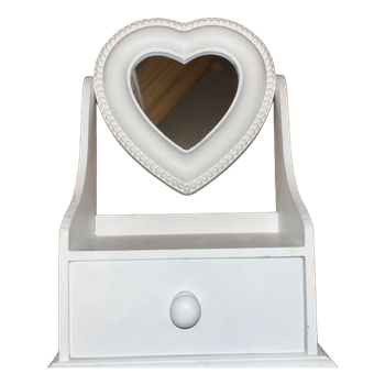 White heart vanity mirror