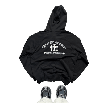 Chrome hearts zip up wide embroded hoodie full zip black size M