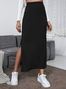 High waisted split skirt