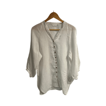 White linen button blouse