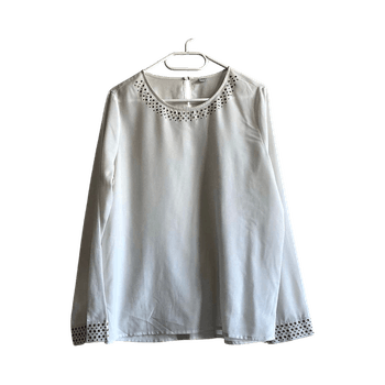 s.Oliver White Studded Blouse with Gold Studs, Size XS (EU 34)