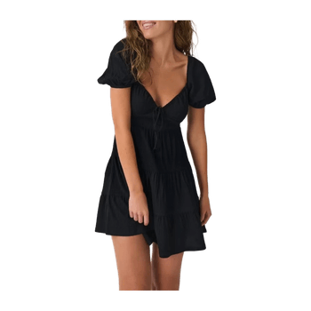 Black puff sleeve mini dress 