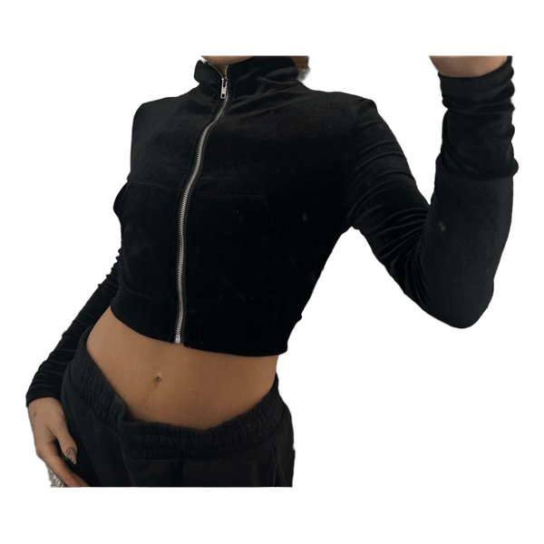 Black velvet zip jacket