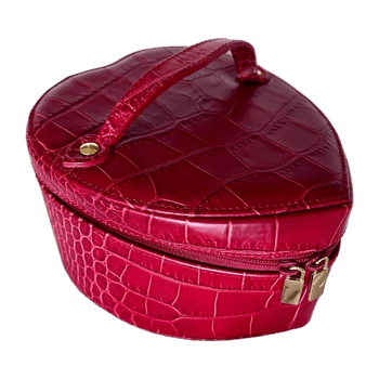 Furla Croco Embossed Red Leather Jewellery Case 