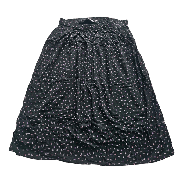 Black vintage floral viscose skirt