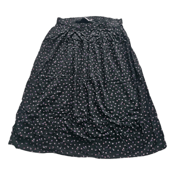 Black vintage floral viscose skirt