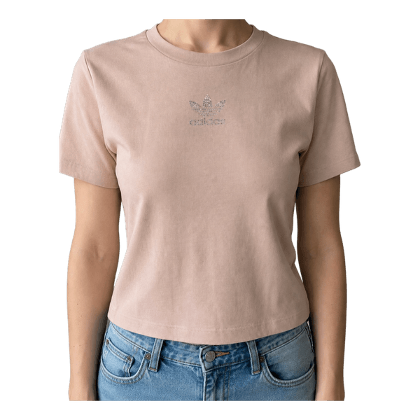 Adidas Originals vaaleanpunainen crop t-paita koko S