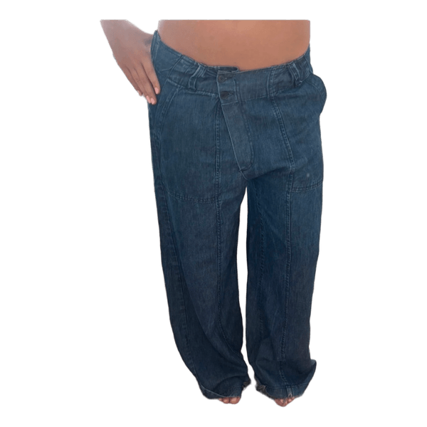 Denim cross-front jeans