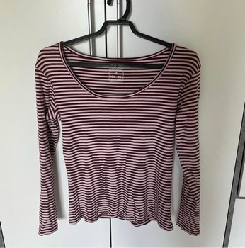 Burgundy and white striped long sleeved top
