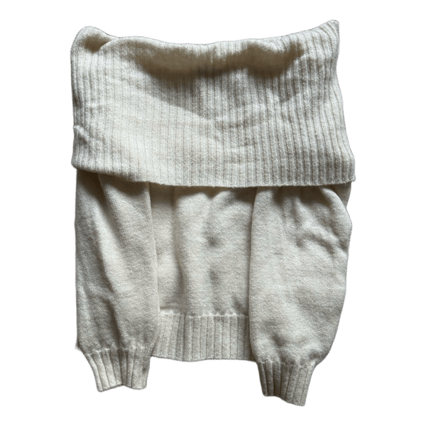 Cream knitted foldover jumper