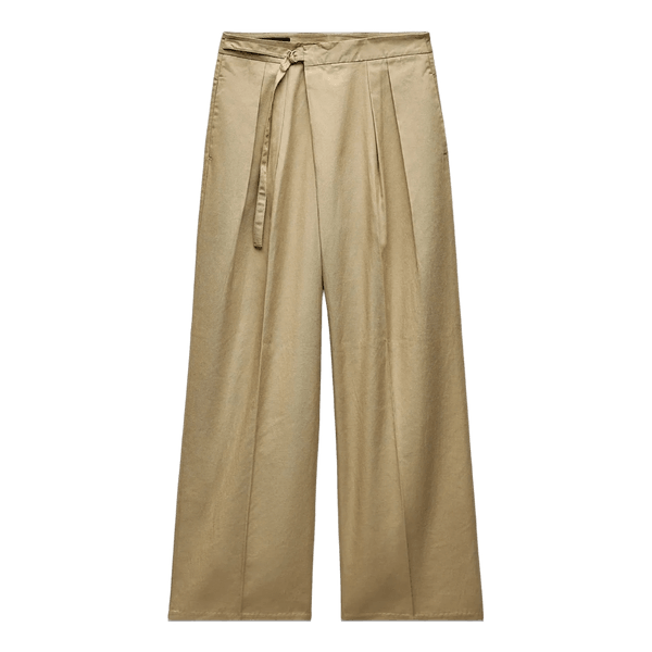 Beige wide leg trousers