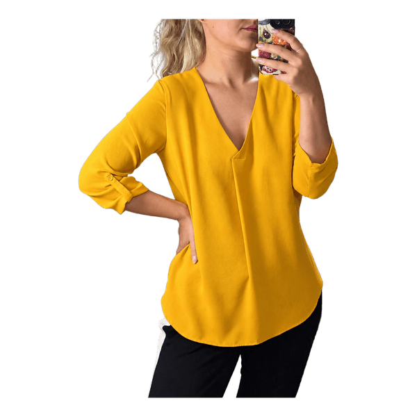 Yellow v-neck blouse