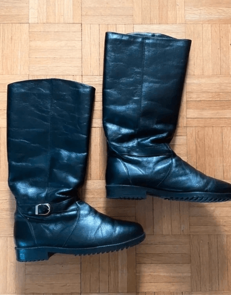 Vintage mustat nahkasaappaat
