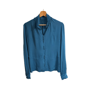 Blue long-sleeve blouse