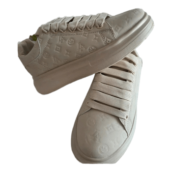 Beige platform sneakers
