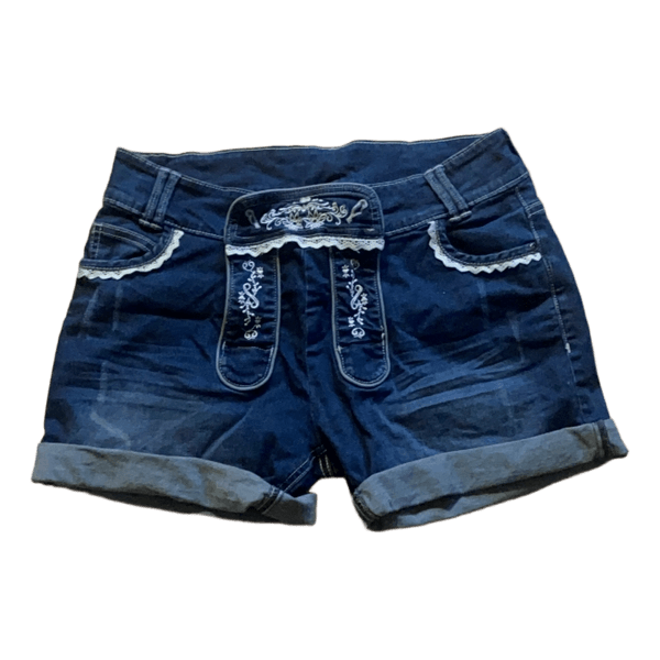 Blå denimshorts med broderi