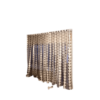 Beige ringmustriga kardinad
