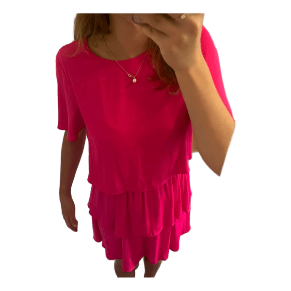 Pink tiered mini dress
