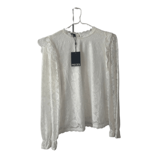 Hvid blondebluse fra Pieces