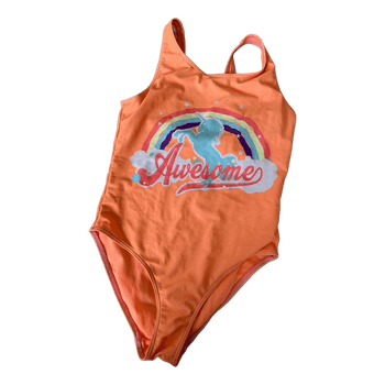 Orange unicorn print swimsuit