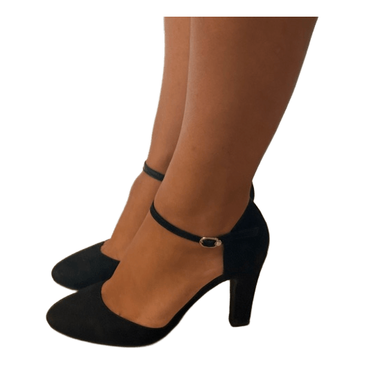 Sorte pumps med ankelrem