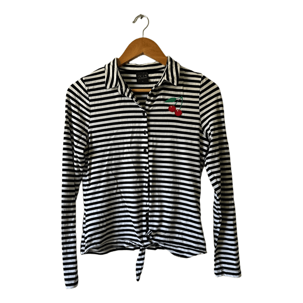 Striped cherry button-up shirt