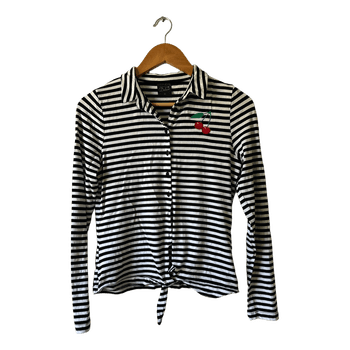 Striped cherry button-up shirt