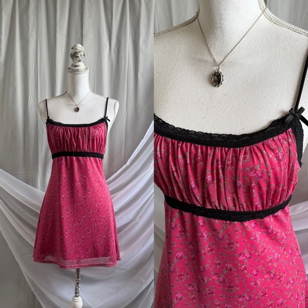 Pink floral mini dress urban outfitters