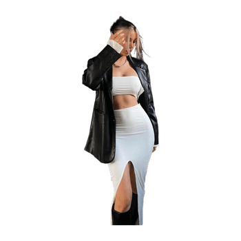 Black oversized PU blazer