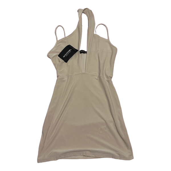Beige halter mini dress