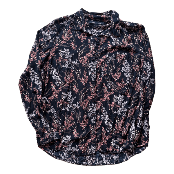 Black floral long-sleeved shirt