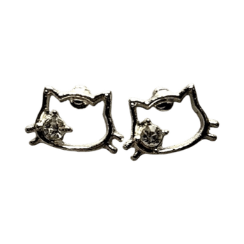 Silver cat stud earrings