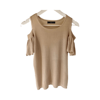 Mangon beige olkapääaukkoinen neulepaita