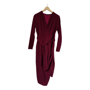 Burgundy wrap midi dress