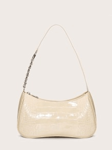Croc Embossed Baguette Bag