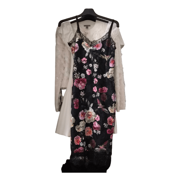 Black floral lace dress
