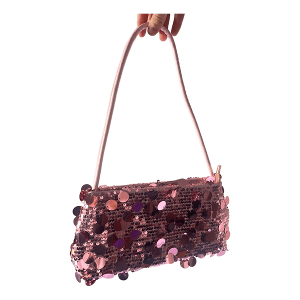 Pink sequin shoulder bag