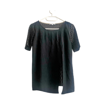 Patrizia Pepe Black Lace Top Size XS Gold Thread Elegant Italian