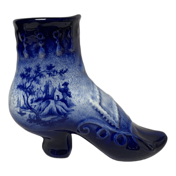 Blue ceramic shoe vase