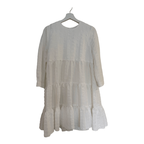White tiered textured dress