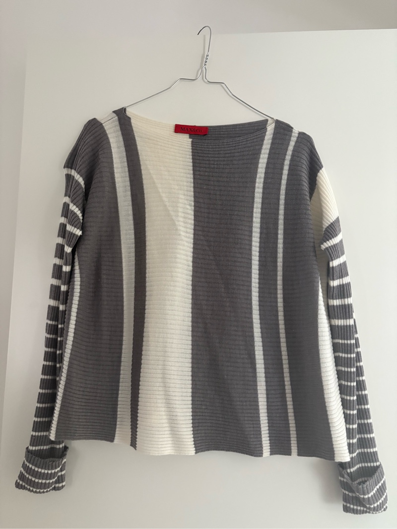 grey beige striped knit sweater max&co