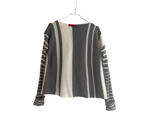 grey beige striped knit sweater max&co